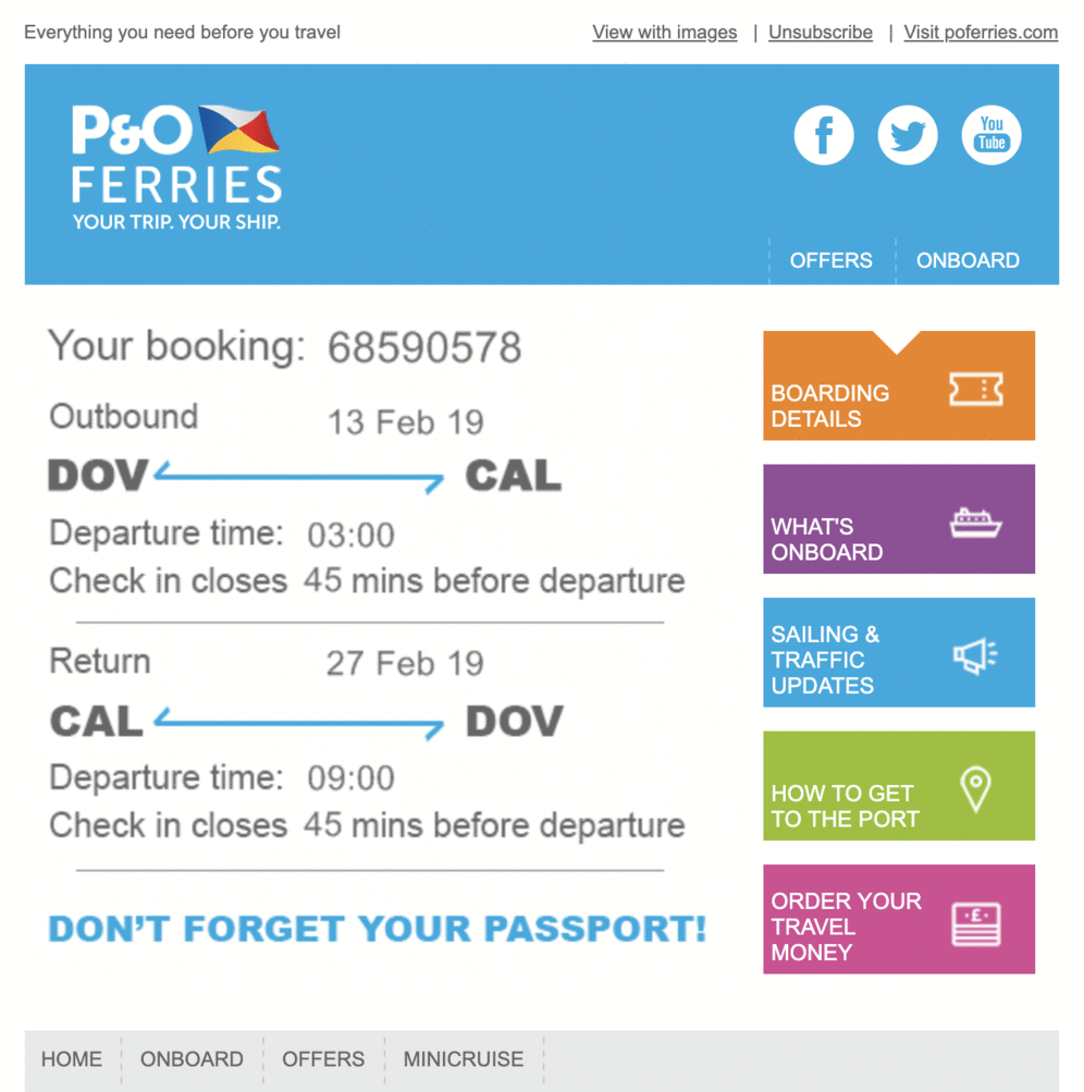 P&O Ferries kinetic email